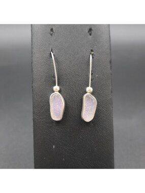 Sterling Silver Lavender Druzy Quartz Handmade Earrings A7594